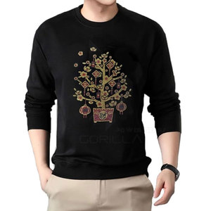 Sudadera con contraste de color de talla grande para hombre con diamantes de imitación, jersey de invierno, ropa - Product Image 1