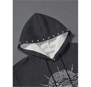 Sweat à capuche classique pour homme 2025/2026, 100 % coton, hiver, teinture unie, respirant, séchage rapide, avec poches, pour usage quotidien décontracté - Product Image 4