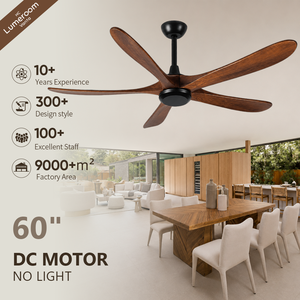 60 Inch Solid Wood <b>Ceiling</b> <b>Fan</b> No Light Modern Farmhouse <b>Ceiling</b> <b>Fan</b> with <b>Remote</b> <b>Control</b> Quiet Reversible DC Motor - Product Image 1