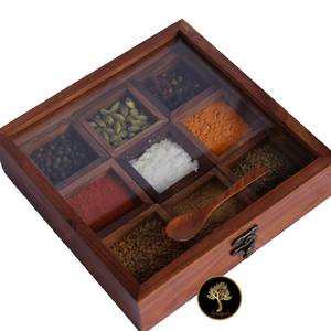 Boîte à épices en palissandre/boîte Masala avec dessus en verre - Product Image 3