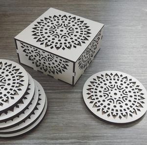 ถาดรองแก้ว MDF แบบสี่เหลี่ยมมีเอกลักษณ์ถาดรองแก้ว3.75แข็งพิมพ์ลายทันสมัยเป็นมิตรกับสิ่งแวดล้อมพร้อมถาดรองแก้วด้านหลังทำจากไม้ก๊อก - Product Image 2