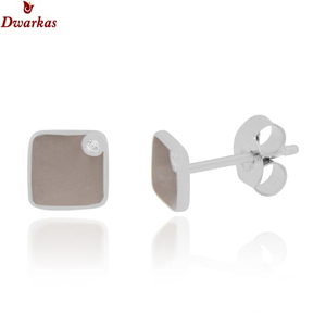 Pendientes de alta calidad 925 plata esterlina Topacio blanco piedra marrón esmalte pendiente para mujer Fabricante Mayorista - Product Image 1