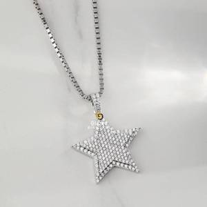 925จี้รูปดาวแนวฮิปฮอปสีเงินแท้ประดับเพชรที่ปลูกในห้องทดลองที่สวยงามความชัดเจน VVS สำหรับเป็นของขวัญ - Product Image 4