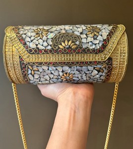 Embrague de Metal de mosaico de diseñador elegante chapado de alta calidad para bolso de noche de mujer de INDIA - Product Image 1