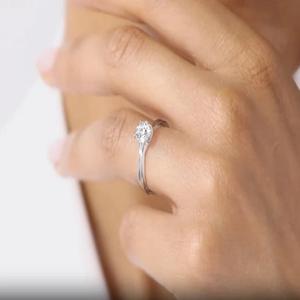 6.50mm Lab Créé Bague de Fiançailles en Diamant en Or Blanc 14K F Couleur VS1 Clarté Mariages Cadeaux Lab Grown Bijoux Fabrication de Bijoux - Product Image 4