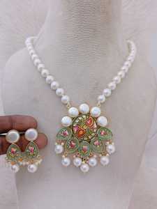 Collier artisanal Meenakari de qualité supérieure, léger et antique avec ensemble de perles, produit en vrac en laiton lourd, design personnalisé - Product Image 6