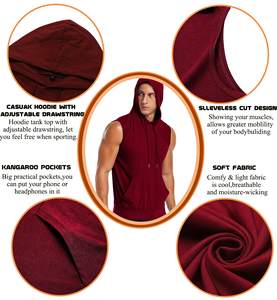 Sweat-shirt de sport sans manches pour homme, ajusté, pour la musculation, l'entraînement, le fitness, le streetwear, style vêtements de sport - Product Image 5