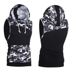 Offre Spéciale sans manches débardeur hommes T-shirt décontracté couleur unie à capuche à lacets T-shirt Hip Hop hommes sweat hommes gilet de gymnastique - Product Image 1