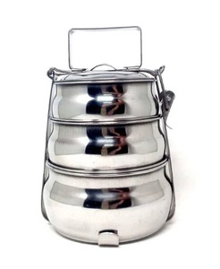 Énorme demande vente en acier inoxydable 3 compartiments Tiffin boîte Style indien ventre déjeuner transporteur de qualité alimentaire Bento boîtes 10x3 - Product Image 1