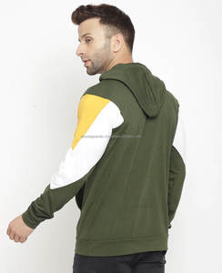 OEM Sudadera con capucha colorblock transpirable de algodón a granel con cremallera completa logotipo personalizado bordado sobre la cara Jersey largo temporada de invierno tamaño 6XL - Product Image 1