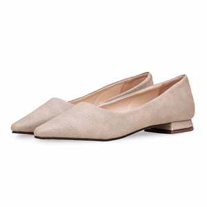 Automne femmes chaussures plates avec semelle intérieure en cuir véritable Beige WN7410 anti-glissant bout fermé Style bateau - Product Image 3