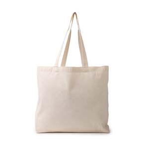 Sac fourre-tout en calicot naturel Ecobags, moyen, avec soufflet, en coton, fermeture éclair, polyester, PP, impression de lettres unies, pour le quotidien, les voyages, les cadeaux - Product Image 1