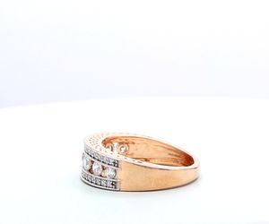 Anillo de boda de diamantes de varias bandas de oro de 14 quilates, anillo llamativo multicapa de diamantes redondos flotantes de doble fila apilable - Product Image 2