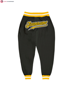 Pantalon de sport personnalisé noir or blanc taille élastique avec tissu en coton respirant Style décontracté pour la saison d'automne Logo taille moyenne - Product Image 1