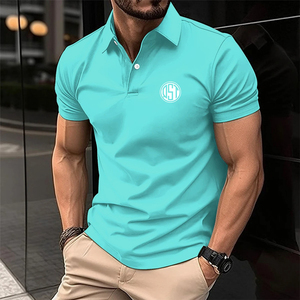 El mejor verano Casual que absorbe la humedad Golf Ropa de hombre Venta de hombres Polo de manga corta Botón de solapa Camisa de color sólido para hombres - Product Image 4