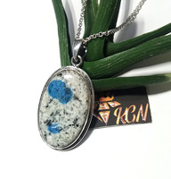 Pendentif en argent 925 fait à la main en jaspe K2 de forme ovale, pierre précieuse naturelle, collier de 18 pouces, style bohème, unisexe, à porter tous les jours