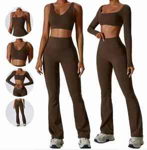 Conjunto de ropa deportiva de 2 piezas personalizado para mujer, chaqueta con cremallera para gimnasio, Tops deportivos de manga larga para Fitness, mallas de Yoga, conjuntos de entrenamiento para mujer - Product Image 5