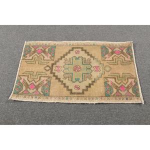 1.6x2.7 ft Turkish Vintage Eco-Friendly <b>Brown</b> Patchwork <b>Wool</b> Rug with Latex Backing - Product Image 3