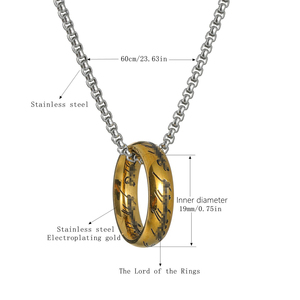 Collier vintage avec pendentif cercle mystérieux gravé de runes, en acier inoxydable plaqué or véritable 18 carats, longue chaîne pour pull - Product Image 4