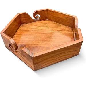 Cuenco de hilo de madera hecho a mano natural, cuencos de almacenamiento de hilo de ganchillo para tejer ganchillo, cuenco de hilo de madera del exportador indio - Product Image 2