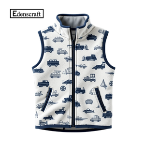 Chaleco Acolchado de Forro Polar Rojo para Niños Pequeños, Chaqueta con Cierre y Bolsillos, Cuello Redondo, Ecológico, de Secado Rápido, Transpirable, para Jugar y para la Escuela - Product Image 2