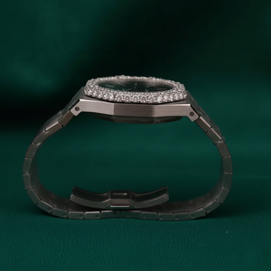 Reloj de Lujo para Hombre con Esfera Negra y Bisel con Cristales, Correa de Acero Inoxidable, Reloj de Cuarzo de Moda, Logotipo Personalizado OEM ODM, Alta Calidad, Venta al Por Mayor - Product Image 4