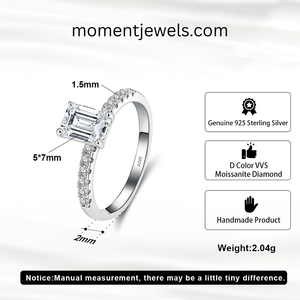 Rectangular Stone <b>Ring</b> for Women 925 <b>Silver</b> Slim Pave Band Elegant Bridal Jewelry Minimal Fashion Daily Wear <b>Ring</b> Chic Accessory - Product Image 3