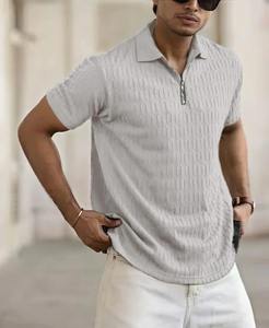 Summer Men's Medium Sleeve Polo <b>Shirt</b> <b>Waffle</b> Casual Loose Stand-Up Collar Button Polo Suit Men's - Product Image 2