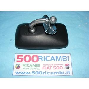 FIAT 500 & 126 <b>Plastic</b> Rectangular Car <b>Mirror</b> Black with Bilateral Clamp Attachment - Product Image 1
