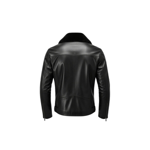 Vente en gros de blouson d'aviateur de haute qualité en fourrure pour hommes veste en cuir noir en peau de mouton vestes en fourrure en cuir véritable de grande taille par Maximize Wear - Product Image 2
