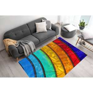 Tapis imprimé arc-en-ciel vibrant : moderne, tendance, personnalisé, cadeau de pendaison de crémaillère, tapis en velours de luxe - Product Image 3