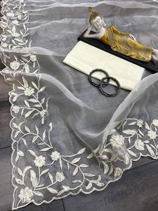 ชุดส่าหรีดีไซเนอร์ใหม่ชุดส่าหรีแบบผ้าโปร่งบางพร้อมใส่สำหรับงานปาร์ตี้งานปัก - Product Image 5