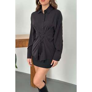 เสื้อเชิ้ตผูกเชือกสีดำ รุ่นเจสิก้า - สีดำ - Product Image 4