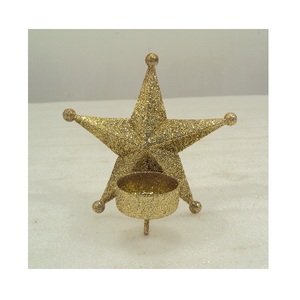 Silver Glitter Finished Metal Star <b>Tea</b> <b>Light</b> Candle Holder <b>Christmas</b> Ornaments For Home Decorative - Product Image 3