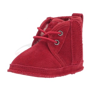 Chaussures chaudes pour bébés en daim et cuir, doublées de polaire, couleur rouge, pour garçons et filles - Product Image 1