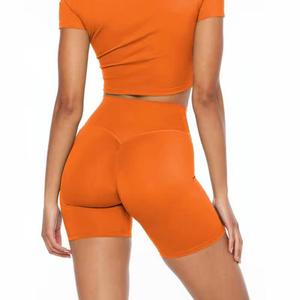 Cintura alta moda costura Nylon Spandex Yoga Biker Shorts Control de barriga entrenamiento correr atléticos pantalones cortos personalizados mujeres gimnasio - Product Image 5