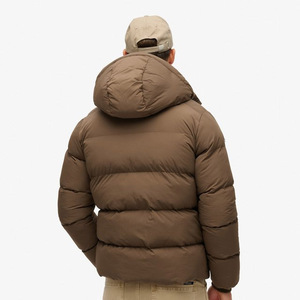 Chaqueta acolchada de invierno para hombre con logotipo personalizado, abrigo ligero de nailon con capucha de burbujas, abrigo cálido de lona con plumas de pato para exteriores - Product Image 3