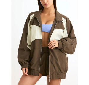 Veste coupe-vent pour femmes fermeture à glissière décontractée imperméable conception personnalisée service OEM patchwork couleur veste d'été légère - Product Image 3