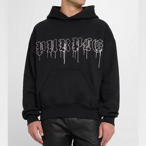 Haute qualité hommes personnaliser vêtements Streetwear Hip Hop strass à capuche dernière conception hommes strass sweats à capuche - Product Image 2