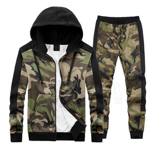 Survêtements zippés camouflage pour hommes, vierges, personnalisables avec logo brodé, fabrication de vêtements, tenue décontractée, motif uni - Product Image 5