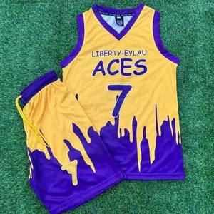 Vêtements de sport de haute qualité Tenue de basket-ball Logo personnalisé Design imprimé Vente en gros Ensemble de maillots de basket-ball de gymnastique pour hommes - Product Image 1