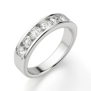 Round Cut Lab Grown Diamond Channel Set Sterling <b>Silver</b> Cute Wedding Band for Women - Product Image 1
