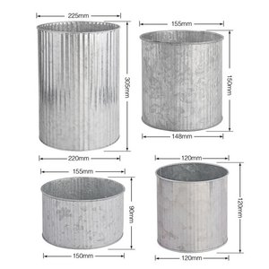 Set of 3 Round Galvanized Iron Planter <b>Pots</b> Perfect For Outdoor <b>Balcony</b> Home Garden Decor Nursery Flower Planter - Product Image 4