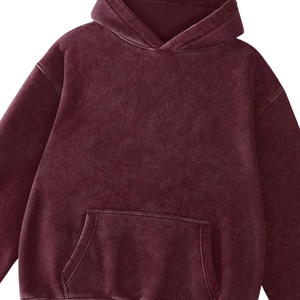 Sweat à capuche marron délavé à l'acide pour hommes Streetwear en polaire de coton épais et surdimensionné Vintage Custom Logo Plain Thick Warm Winter Fashion - Product Image 6