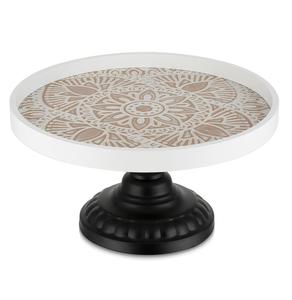 Support à gâteau en bois de couleur marron de créateur Support à gâteau pour cuisine et ustensiles de cuisson Support à gâteau en bois et métal de petite taille à un niveau de forme ronde - Product Image 5