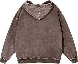 100% algodón Vintage ácido lavado pulóver Unisex desgastado Sudadera con capucha holgada hombres de gran tamaño invierno estampado Sudadera con capucha - Product Image 5