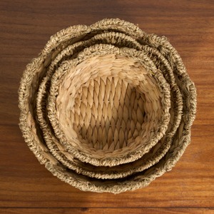 Juego de cuencos redondos tejidos de jacinto de agua de 3 decoración de presentación de comida natural productos vietnamitas al por mayor ecológicos - Product Image 3