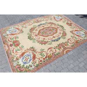 Alfombra Turca de 7.3x10.4 pies (222x318 cm), Alfombra Vintage con Bordes Rojos - Product Image 2