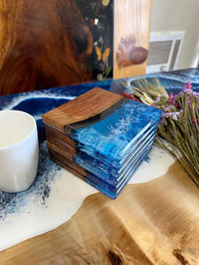 Sous-verres en résine peints à la main, écologiques et élégants, artisanat, porte-boissons pour bar, cuisine, maison, appartement, ART ARTISANAL INTIME - Product Image 2