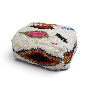 Puf Marroquí Bohemio Hecho a Mano, Cojín Otomano de Algodón, Alfombra con Diseño Floral Geométrico Abstracto, Asiento de Piso, para Bodas, Día de la Madre, Hogar - Product Image 1